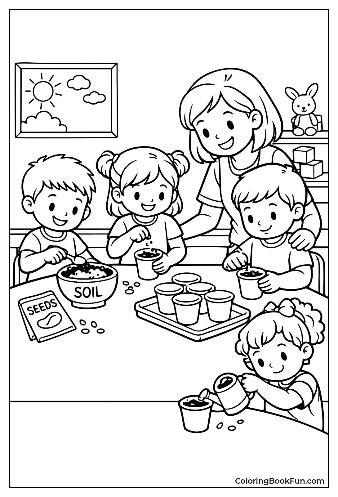 Kids Plant Seeds in Cups