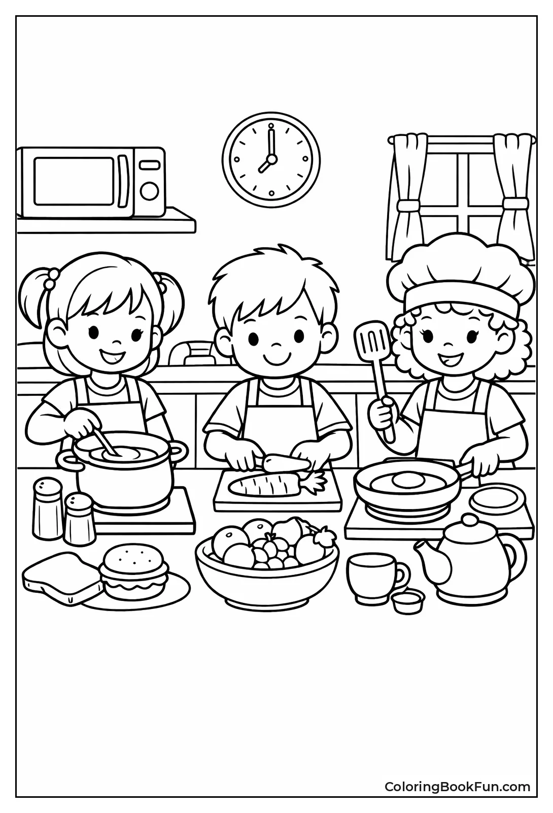 Children Play in Toy Kitchen