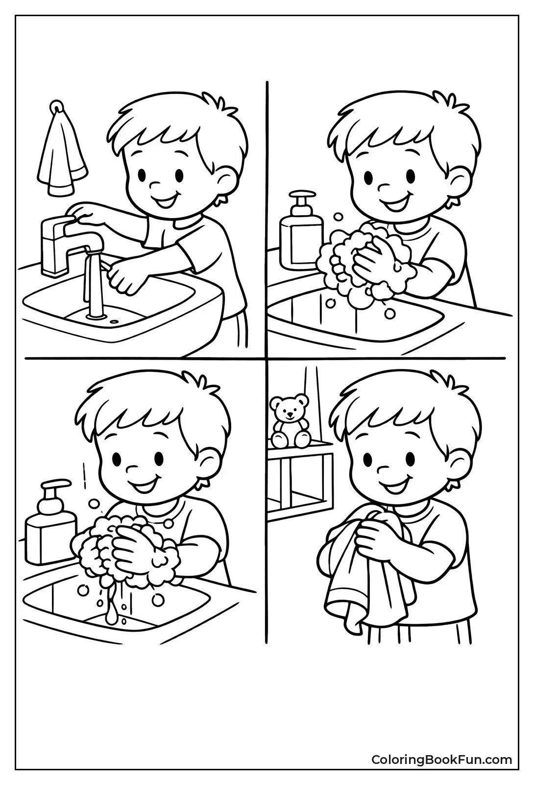 Child Washes Hands Step by Step