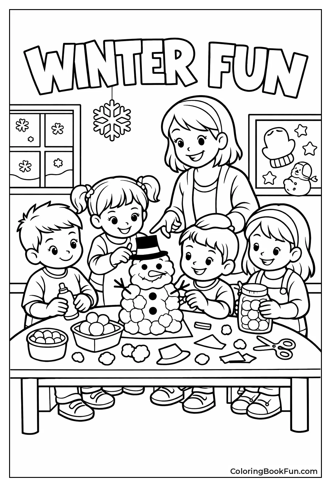 Group Makes Indoor Snowman Craft