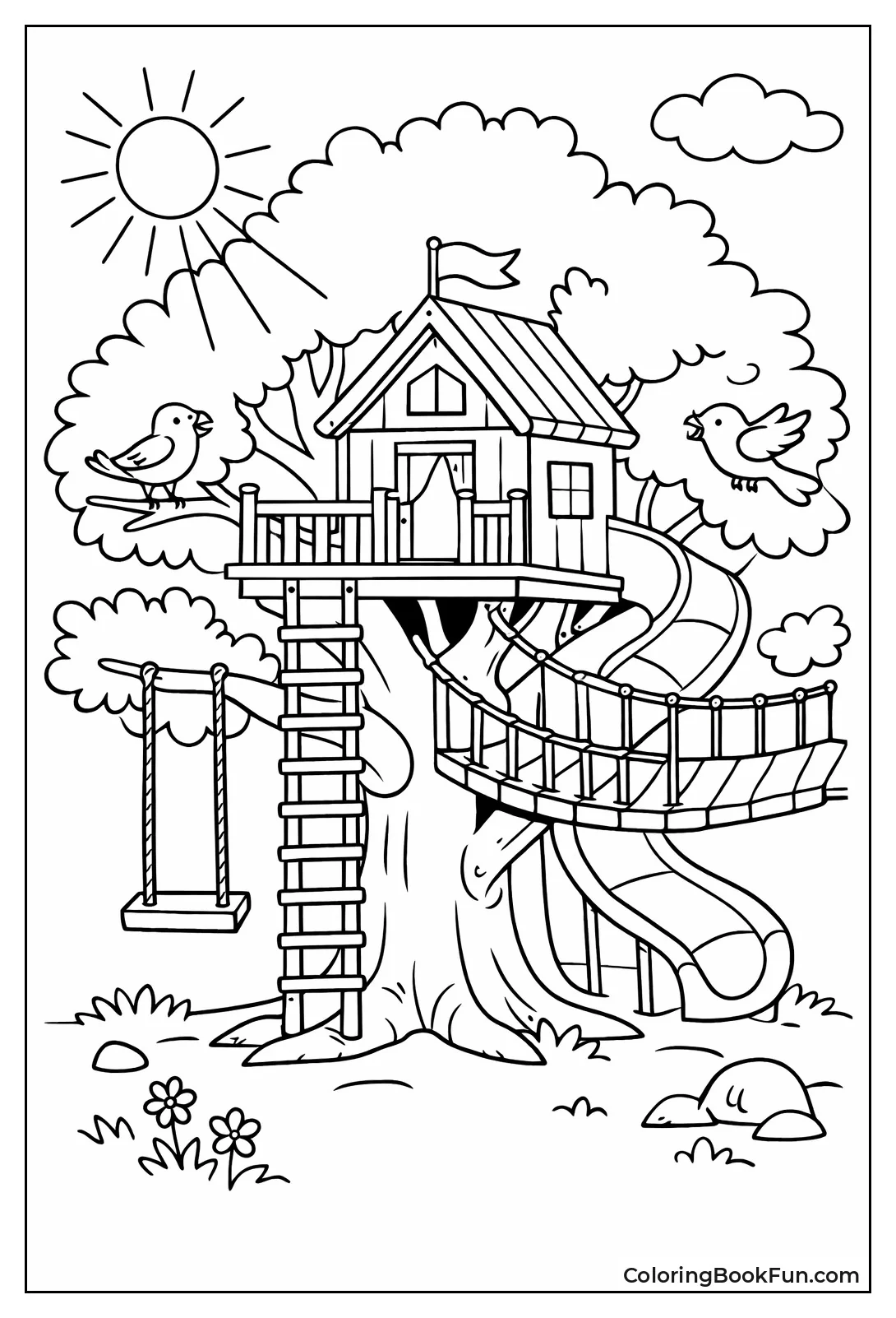 Sunny Daytime Treehouse Scene