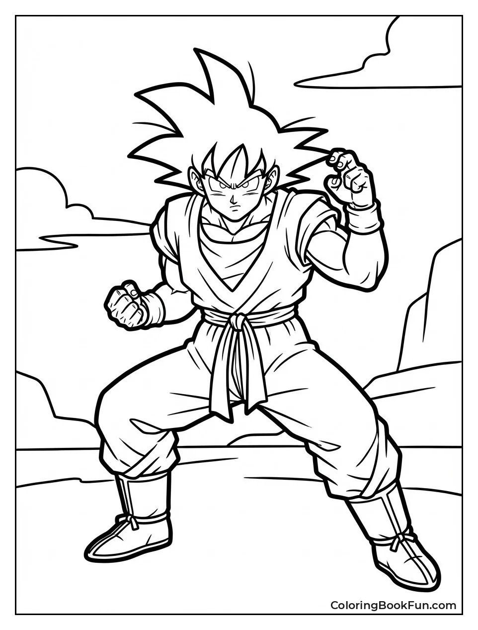 Goku Stands in Orange Gi