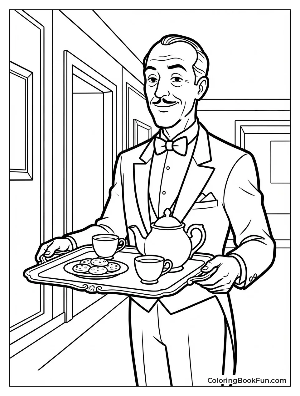 Alfred Carrying Tea and Cookies