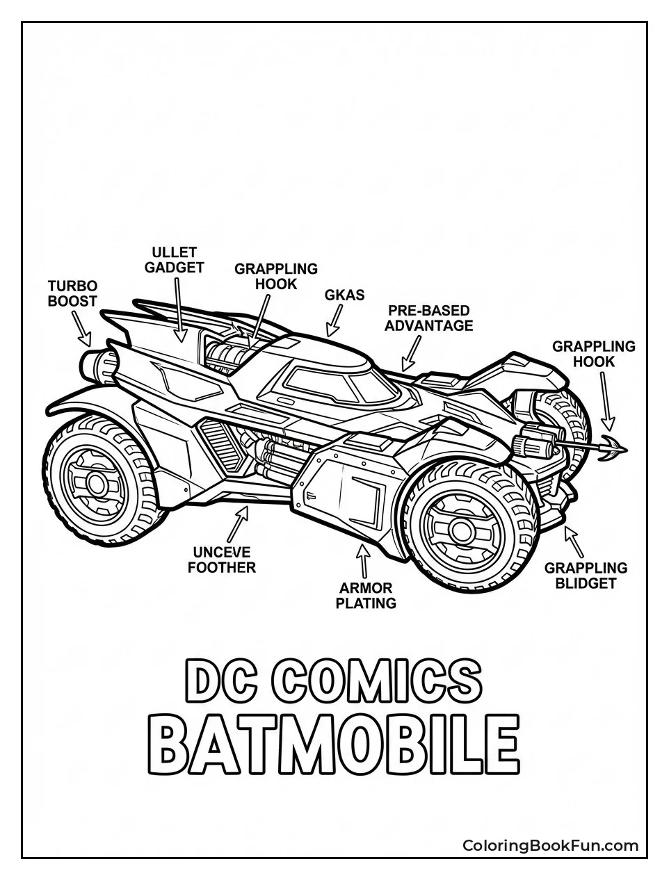 Batmobile Blueprint with Gadgets