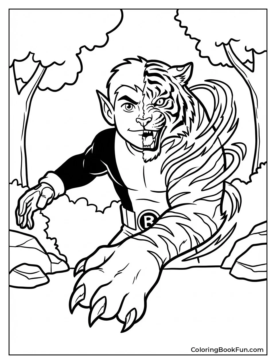 Beast Boy Transforming into Tiger