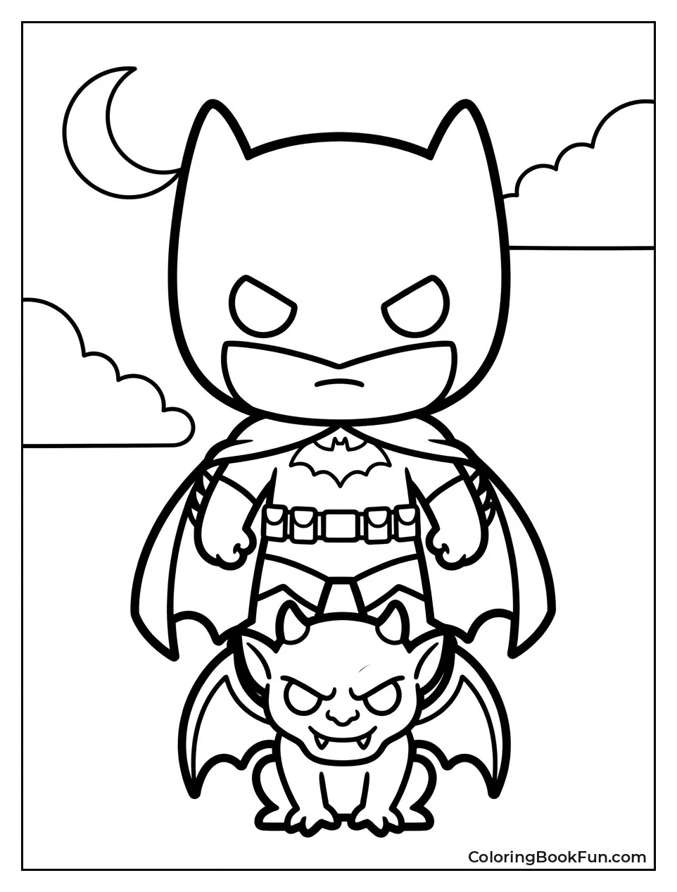 Cute Chibi Batman on Gargoyle