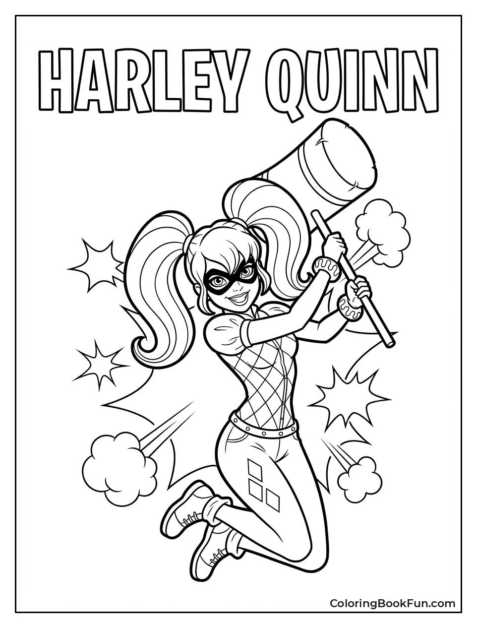 Harley Quinn Jumping with Mallet