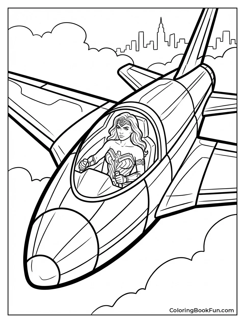 Wonder Woman Piloting Invisible Jet