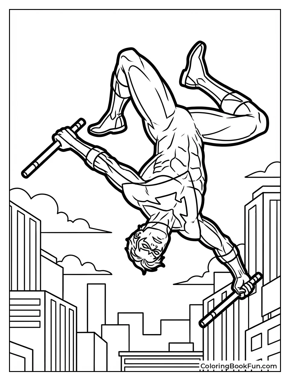 Nightwing Flipping with Escrima Sticks