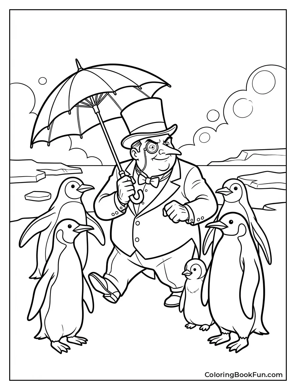 Penguin Waddling with Trick Umbrella