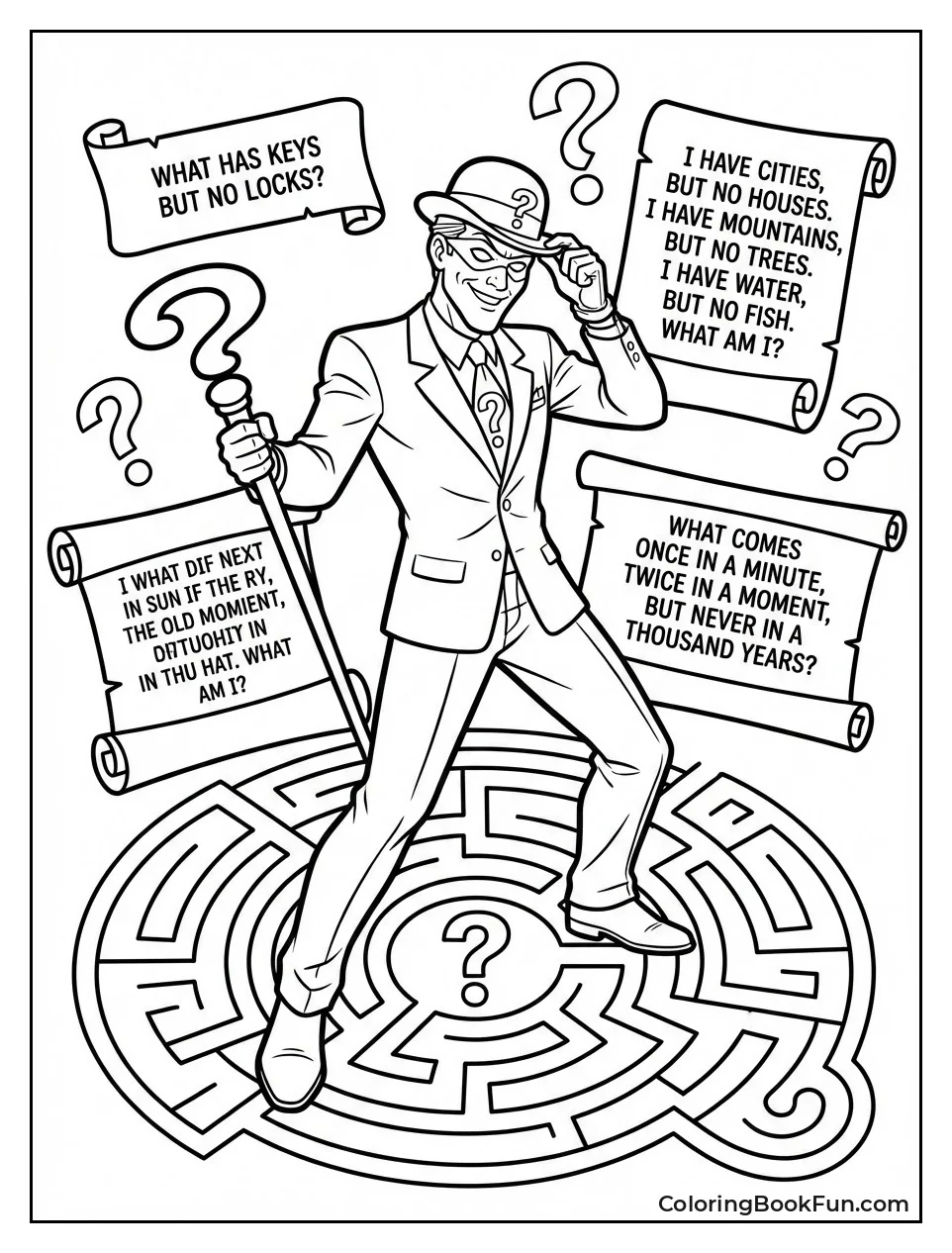 Riddler Posing with Question Mark Cane