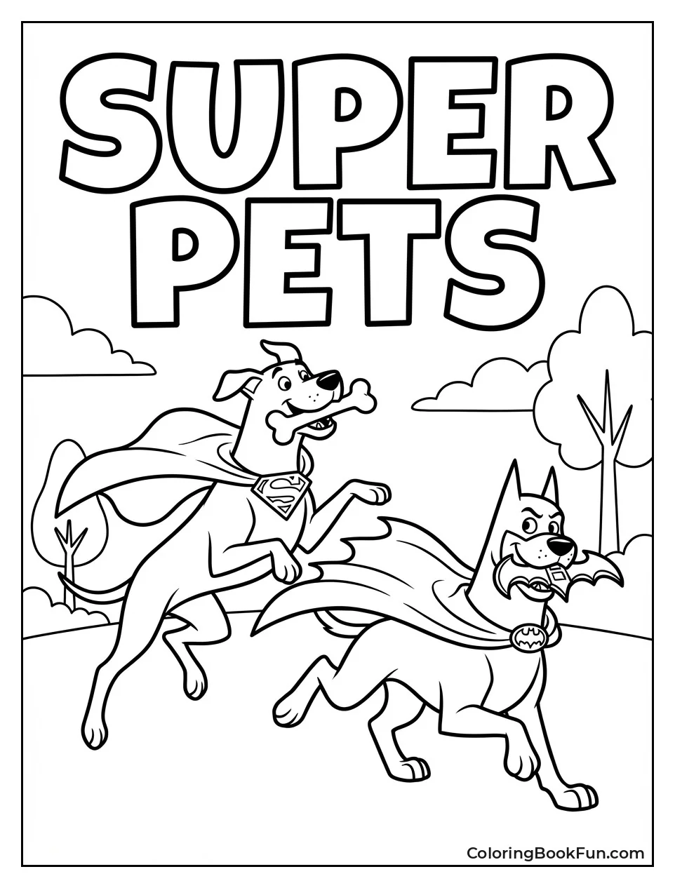 Krypto and Ace Playing Fetch