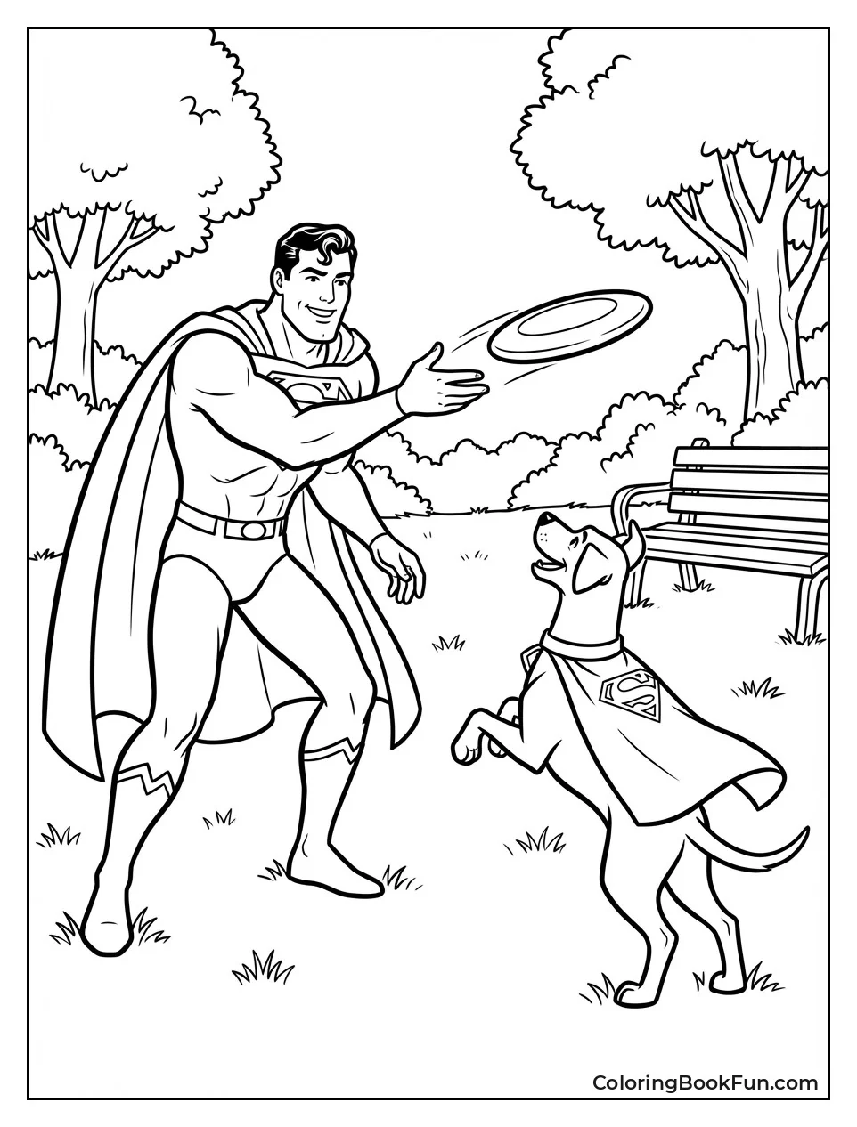 Superman Playing Fetch with Krypto