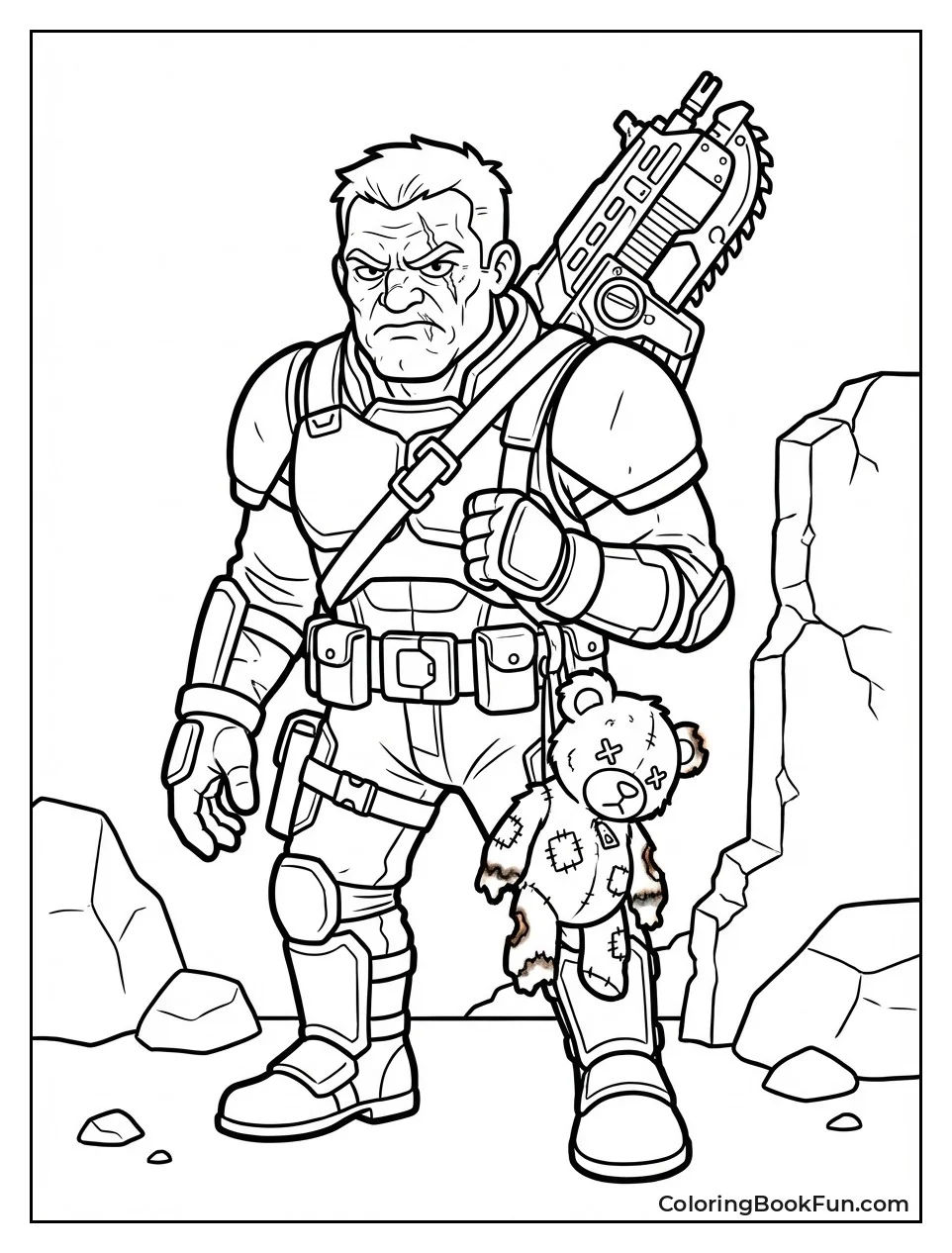 Grumpy Cable Holds Burnt Teddy