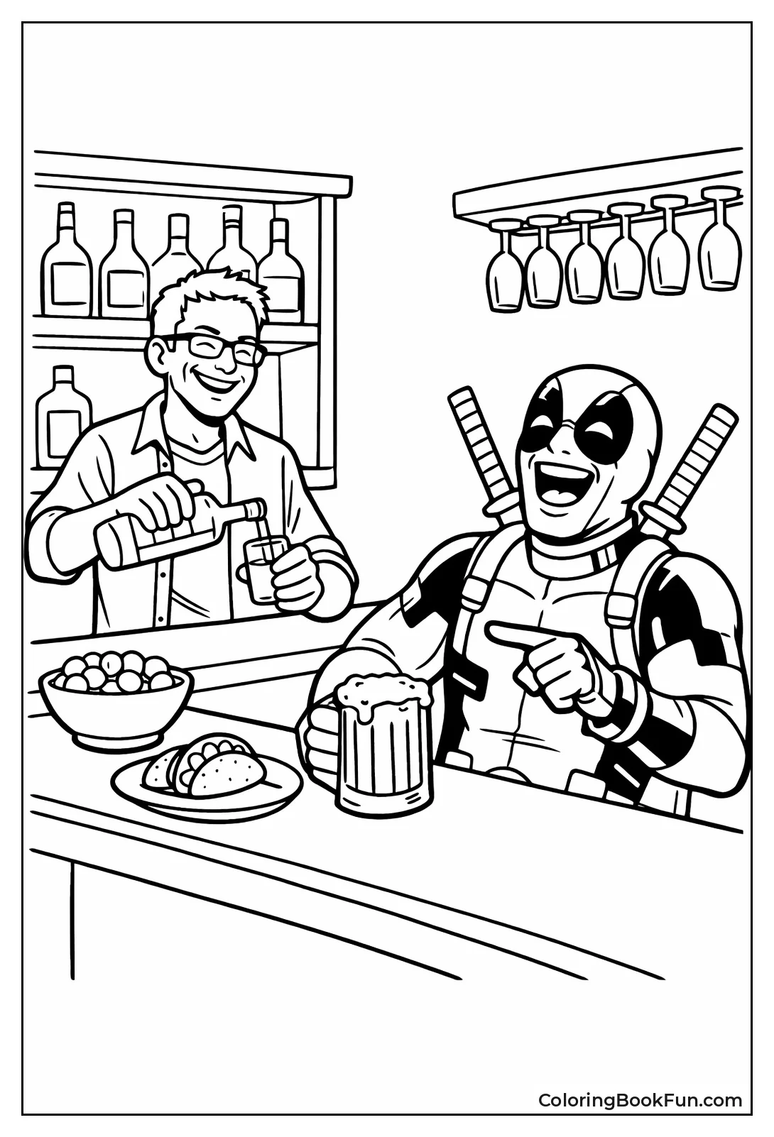 Weasel Pours Drinks for Deadpool