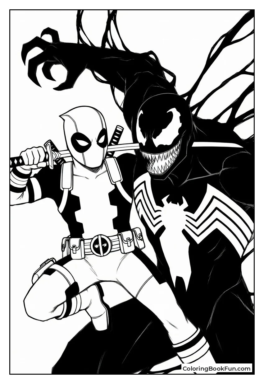 Deadpool Fights with Venom