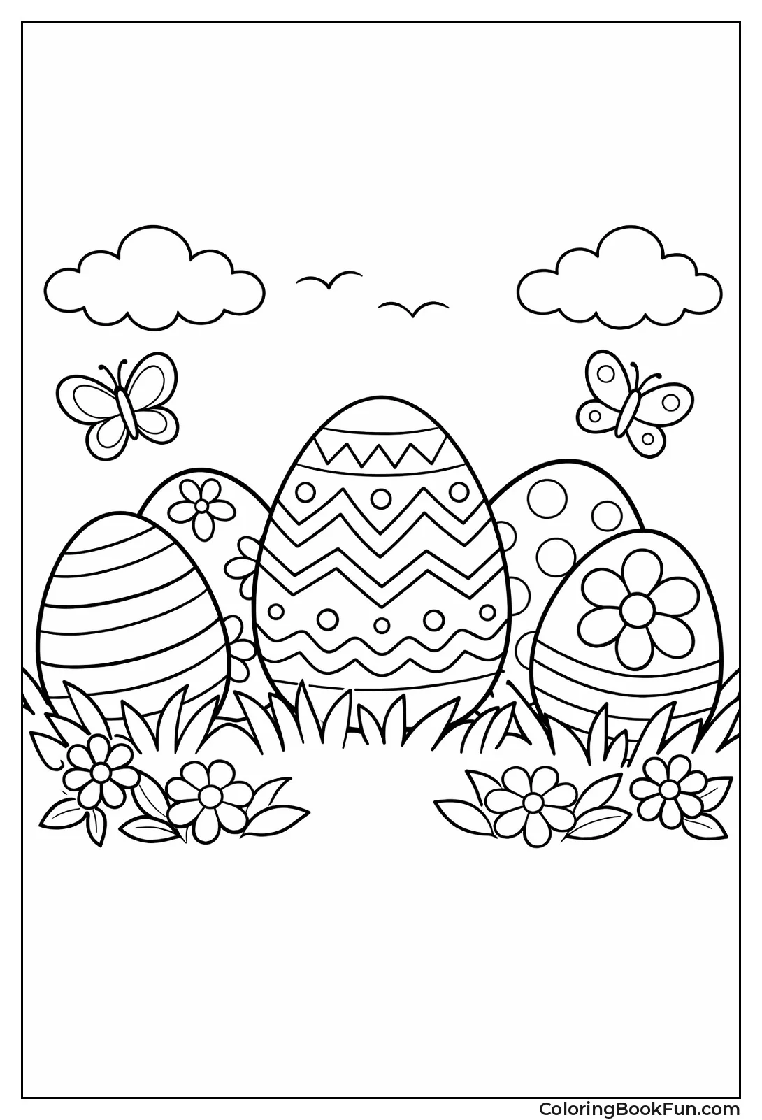 Eggs with Stripes Dots Flowers