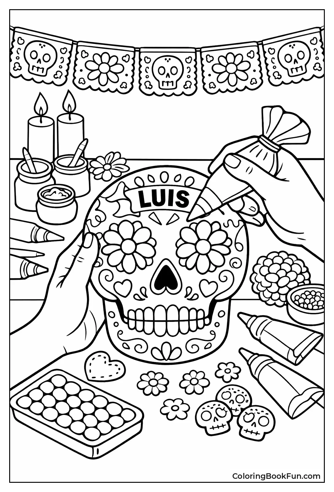 Decorating Colorful Sugar Skull