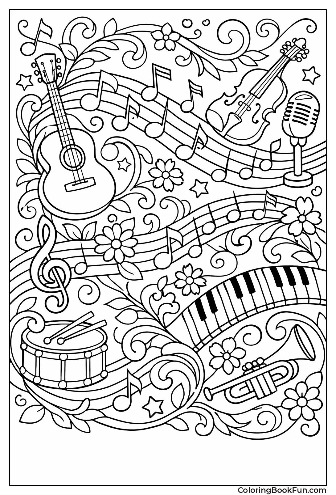 Swirling Notes with Flowers