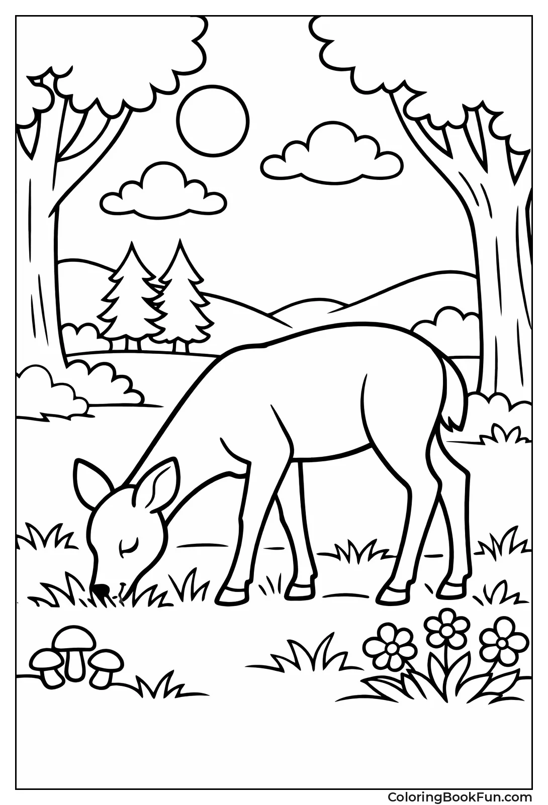 Graceful Doe Eats Grass