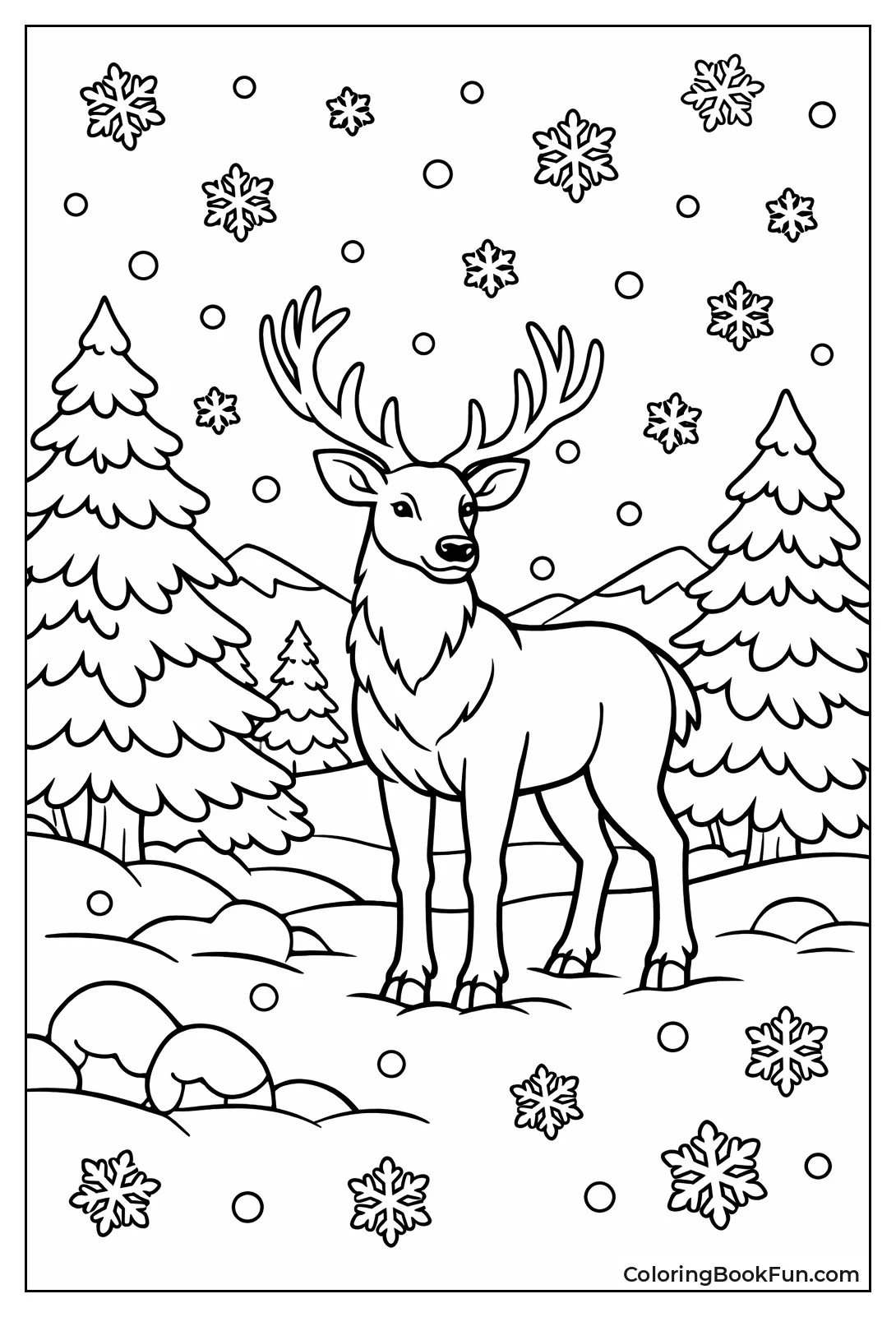 Deer in Snowy Forest