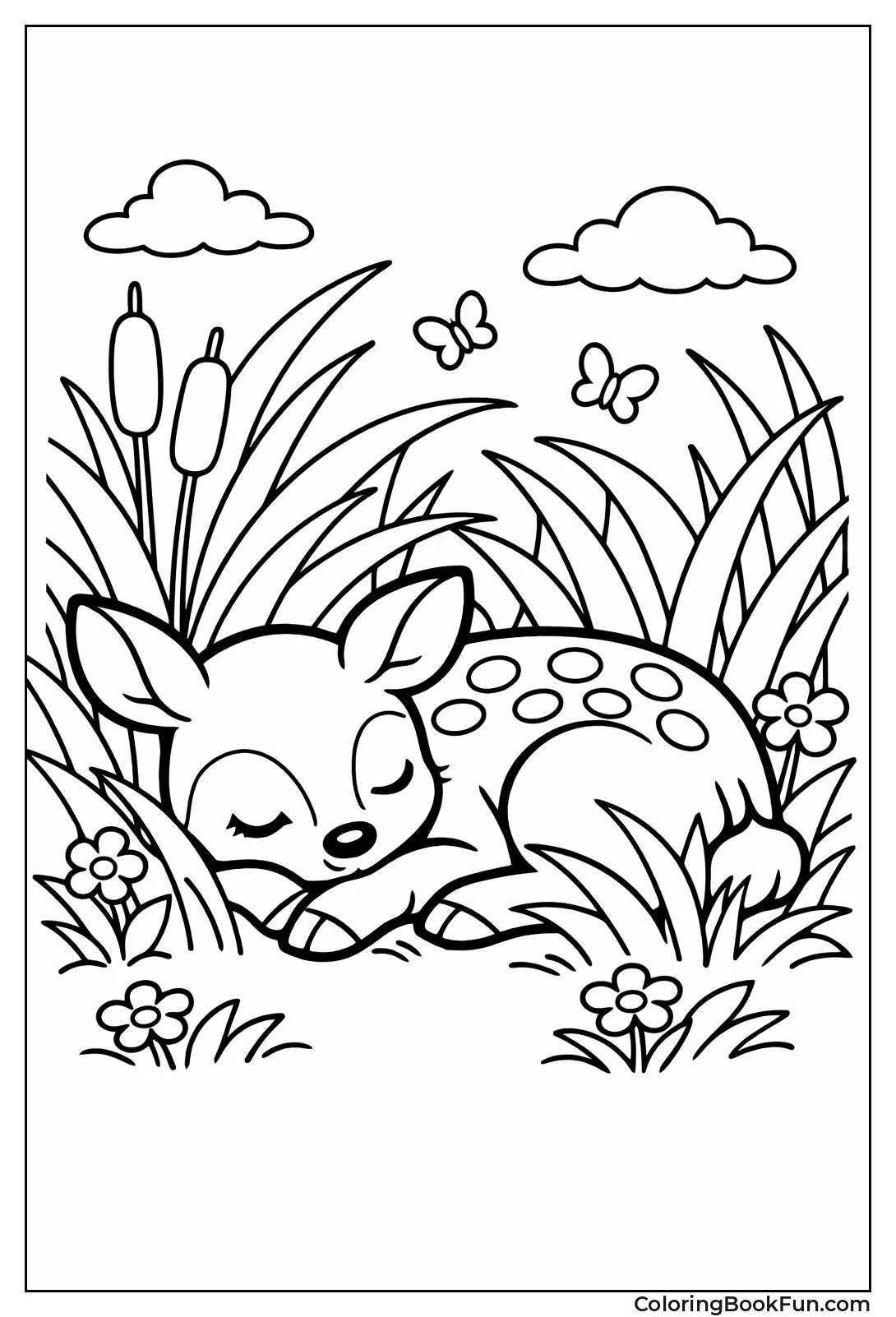 Fawn Naps in Meadow Grass