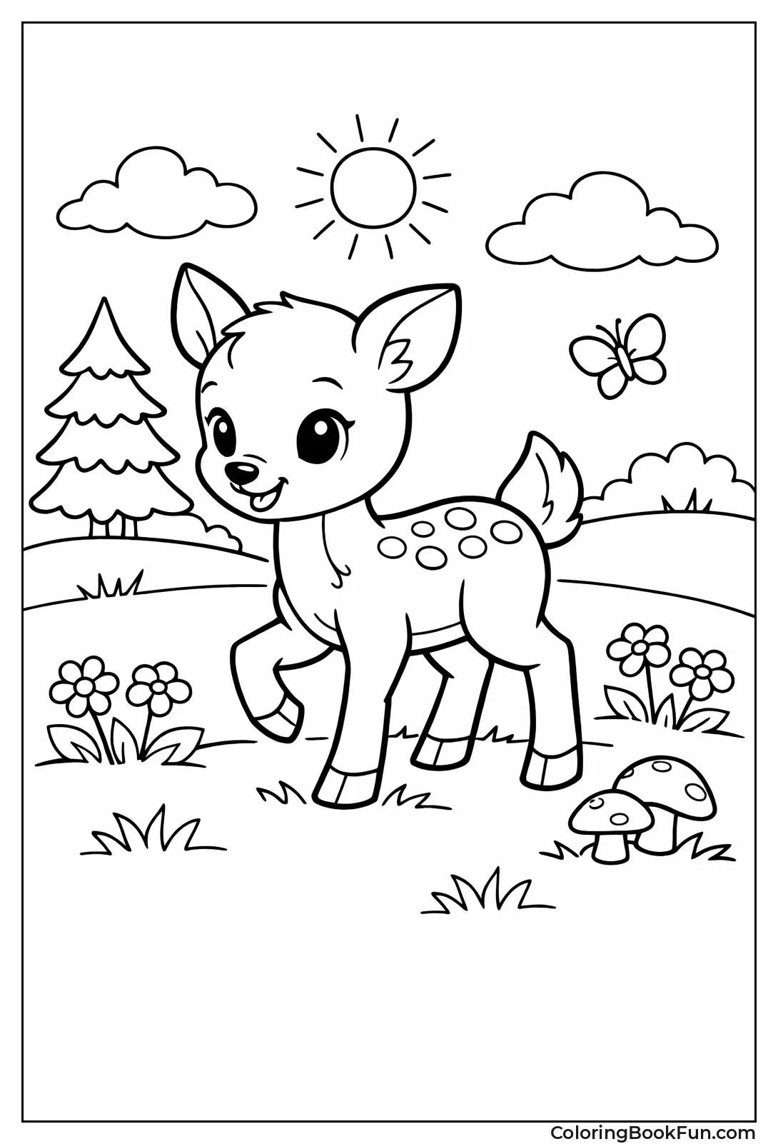 Spotted Fawn in Meadow