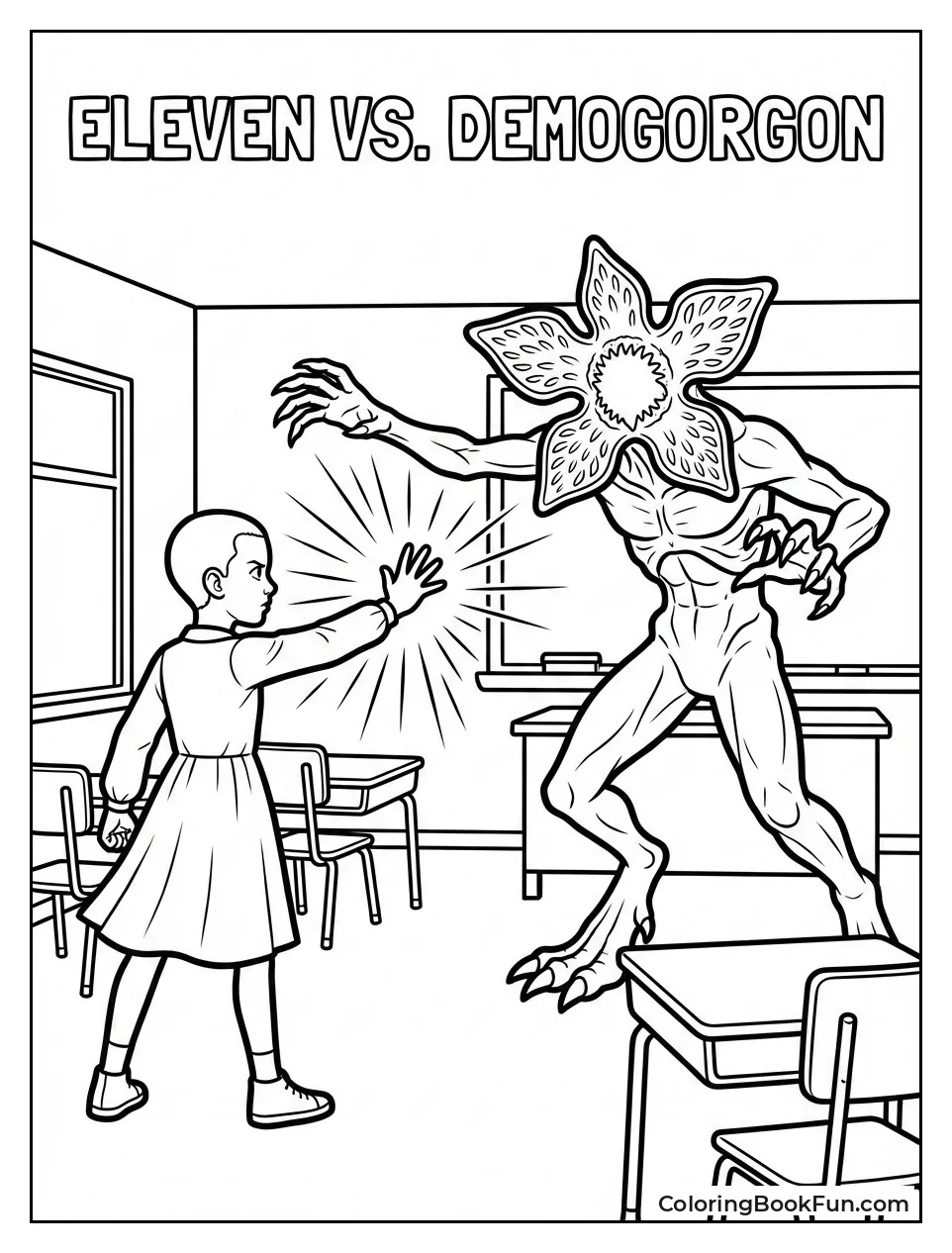 Eleven Pushes Back Demogorgon
