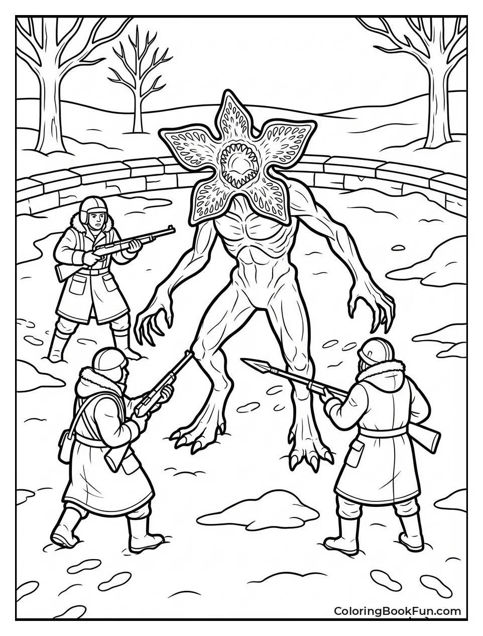 Demogorgon Fights in Snowy Pit