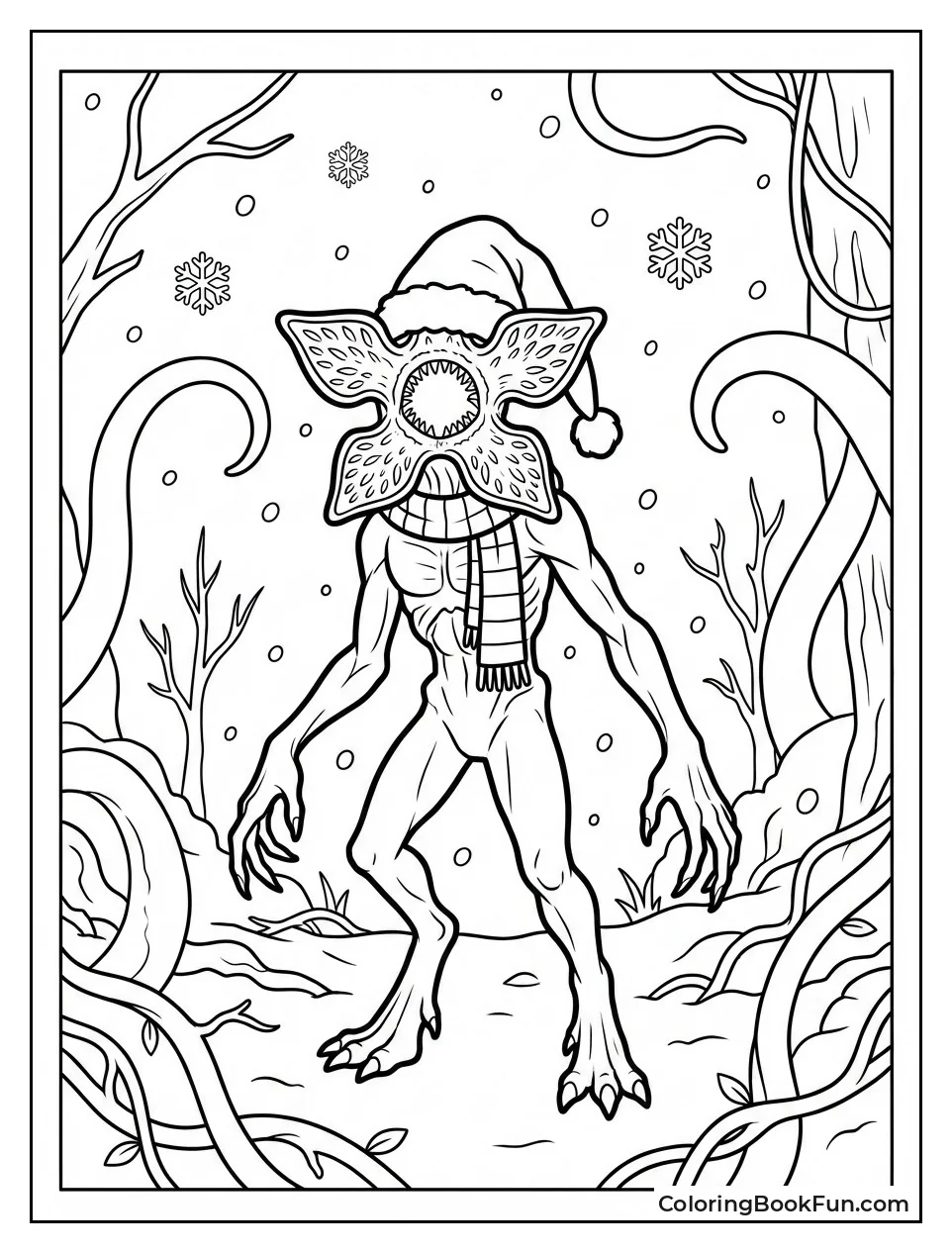 Demogorgon in Scarf and Santa Hat