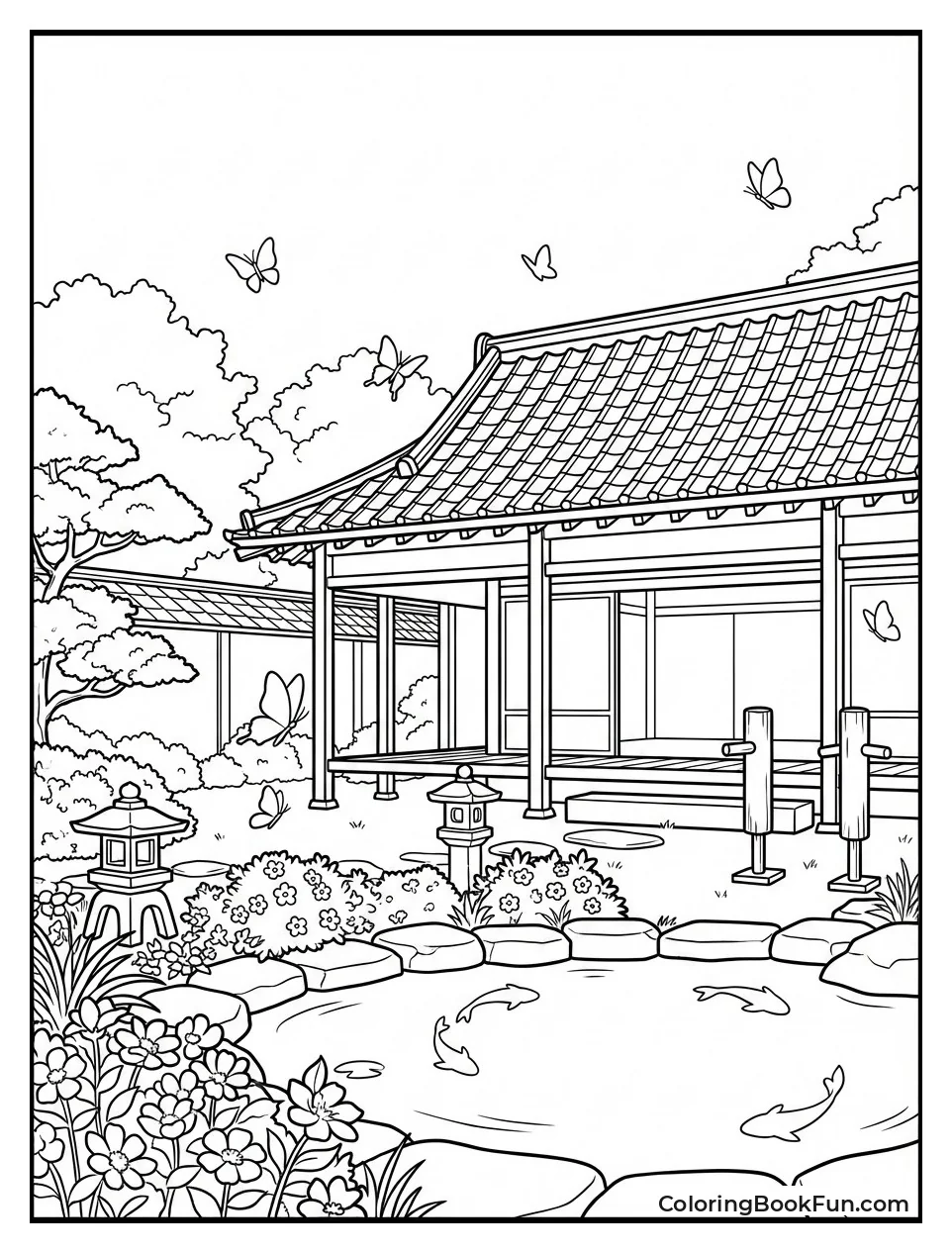 Butterflies Fly in Mansion Garden