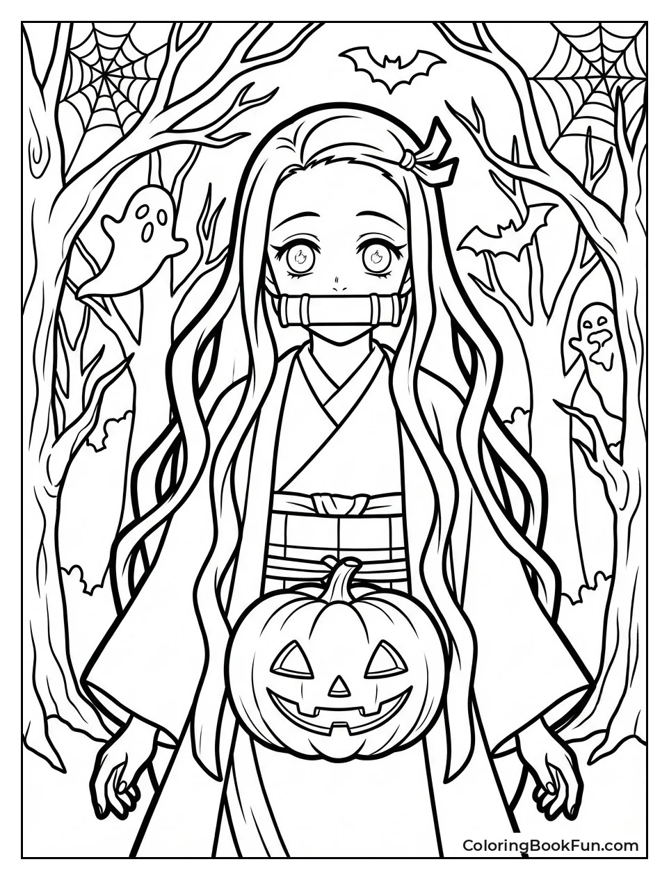 Demon Nezuko Holds Pumpkin
