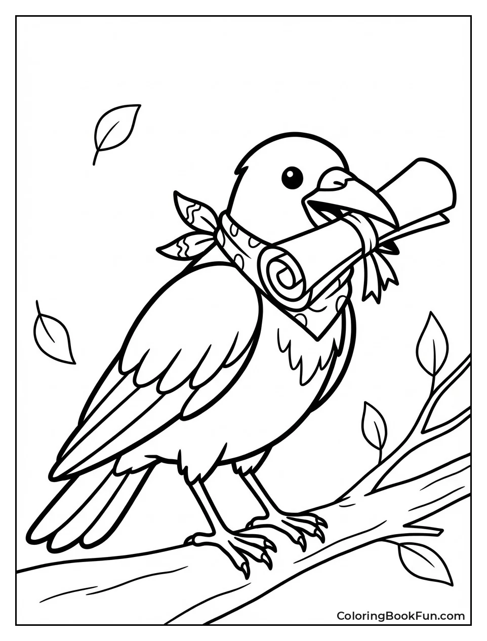 Crow Carries Message Scroll