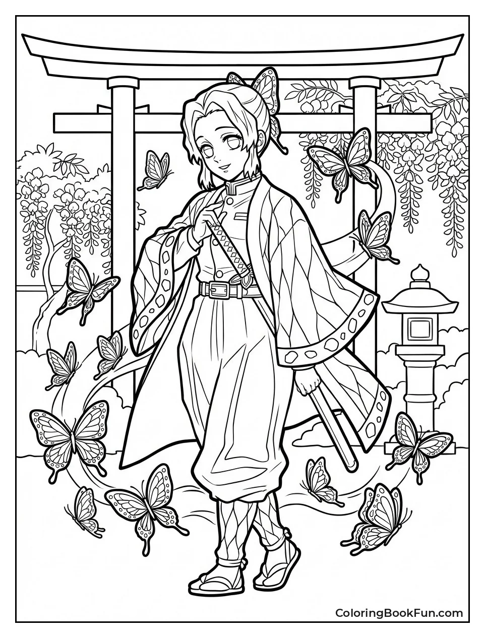 Shinobu Sits in Butterfly Garden