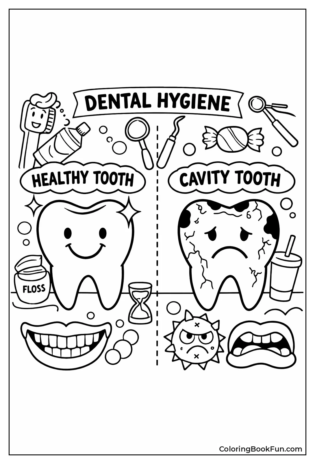 Healthy Tooth versus Cavity