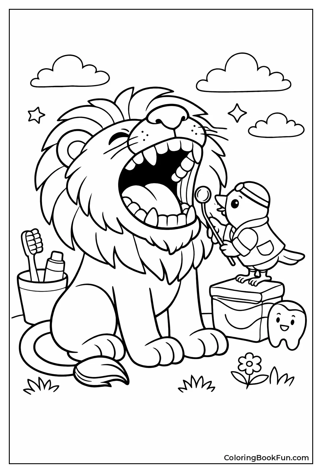Lion Roars for Tooth Check