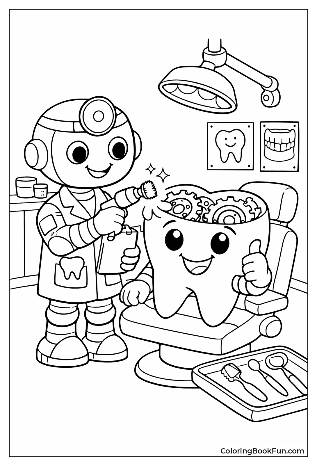 Robot Dentist Polishes Tooth