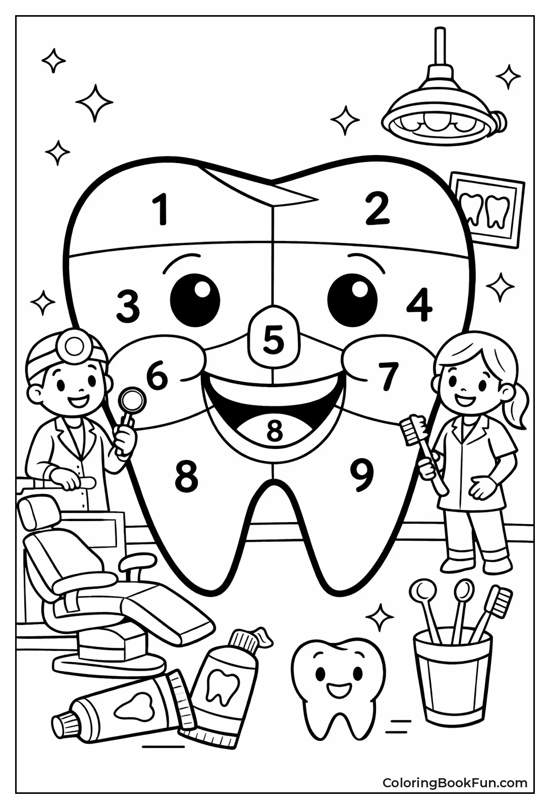 Numbered Tooth Smiling Face