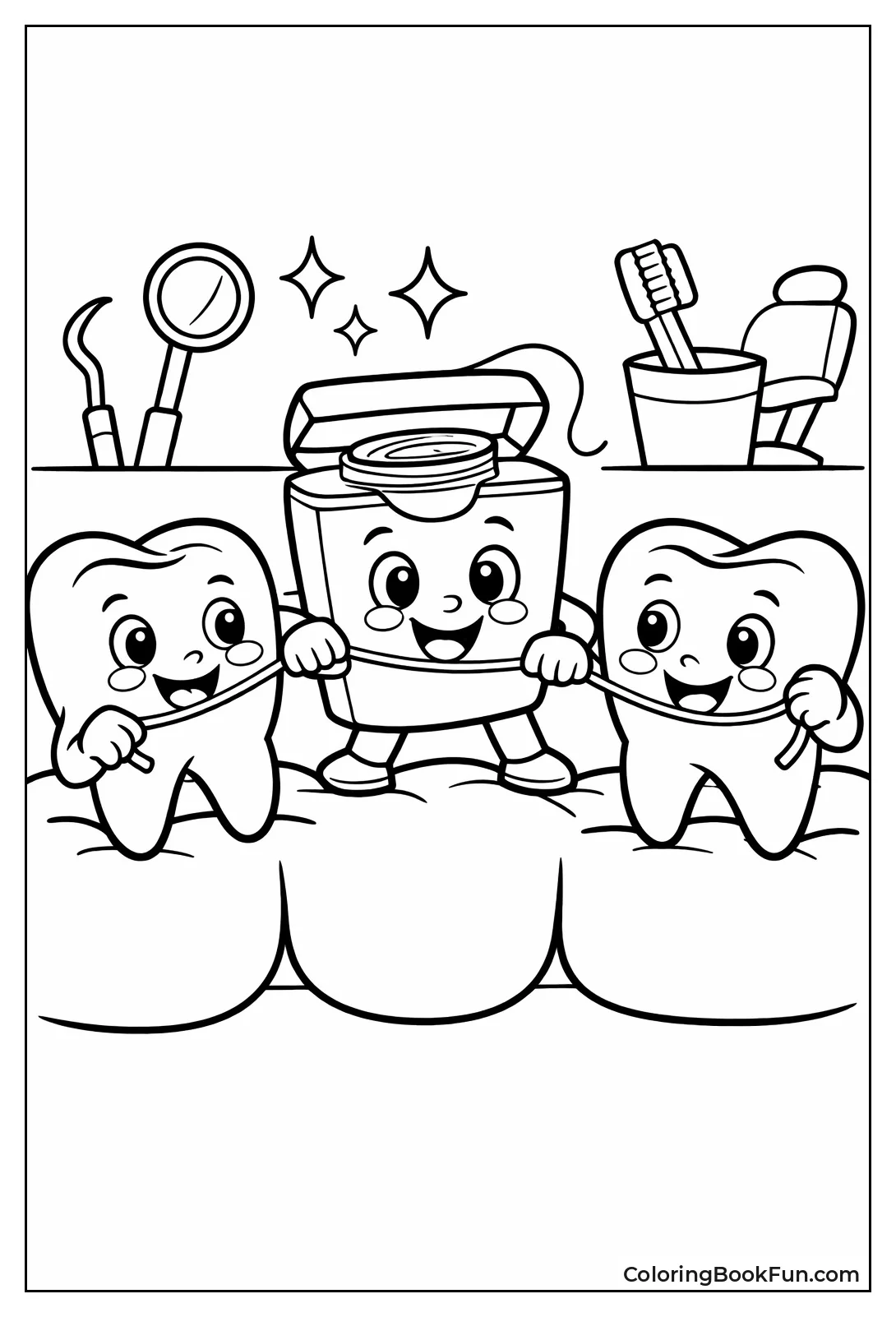 Teeth Flossing with Friend