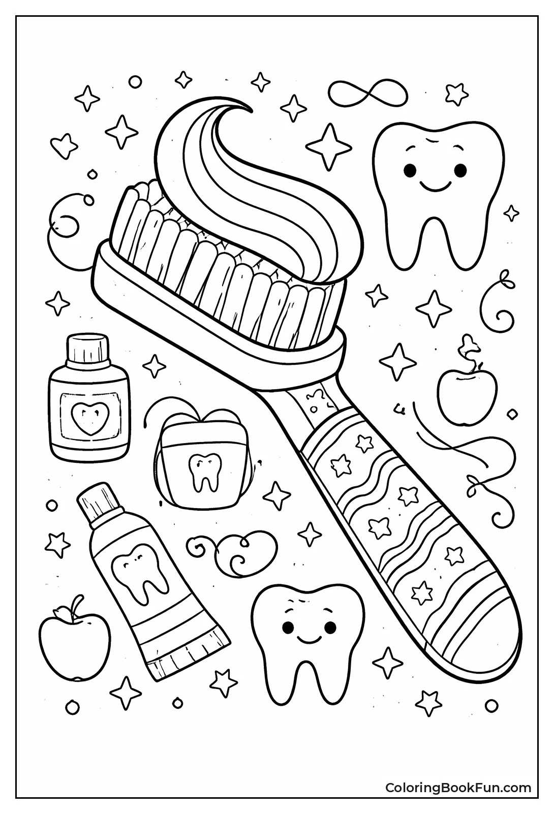 Toothbrush Squeezing Colorful Paste