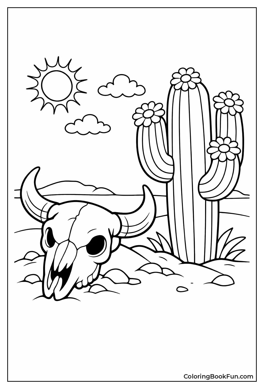 Cow Skull by Desert Cactus