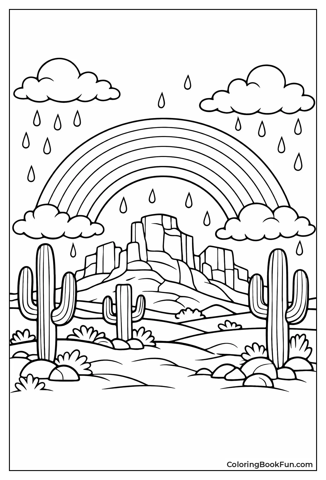 Desert Cacti under Rainbow