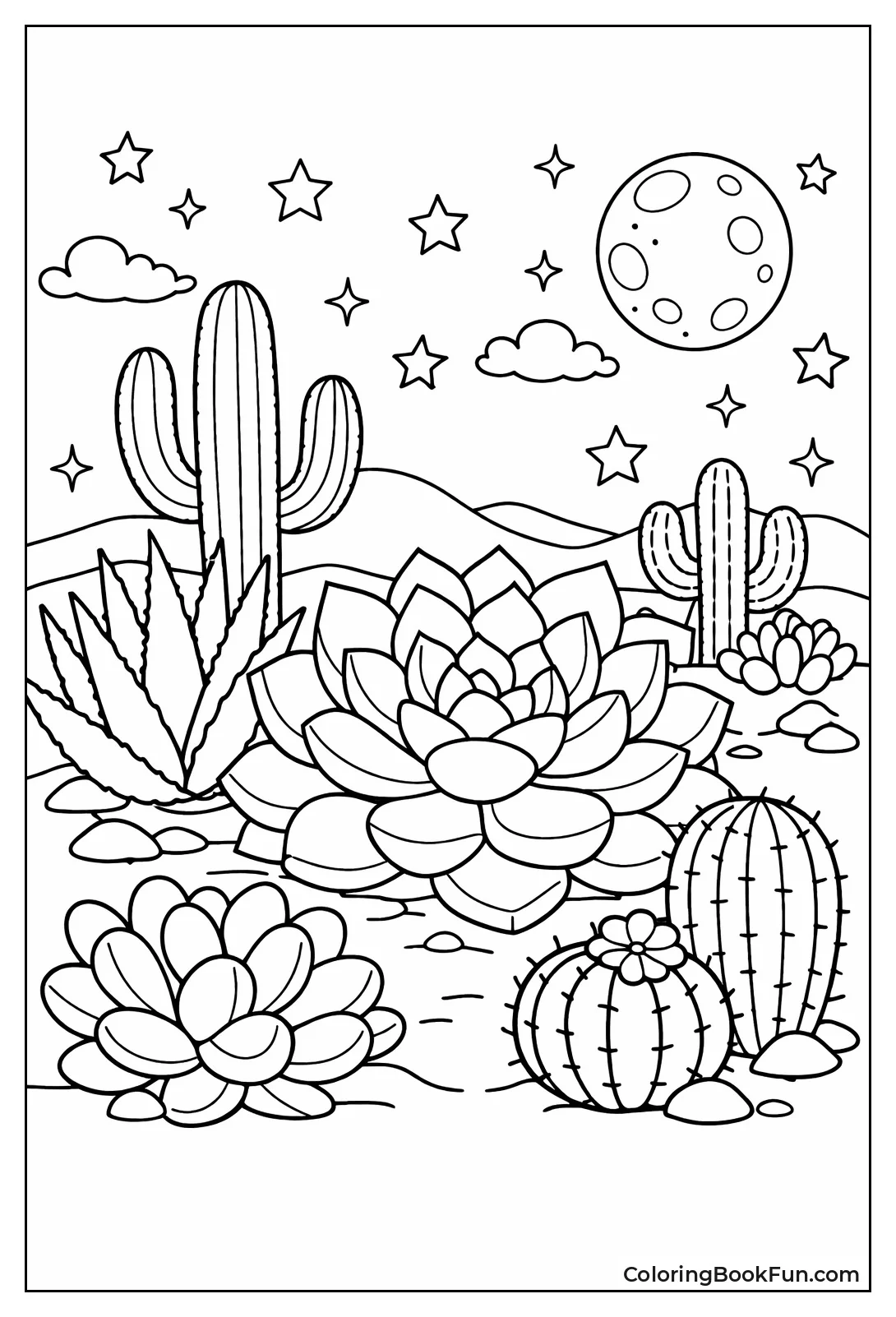 Moonlit Desert Succulents
