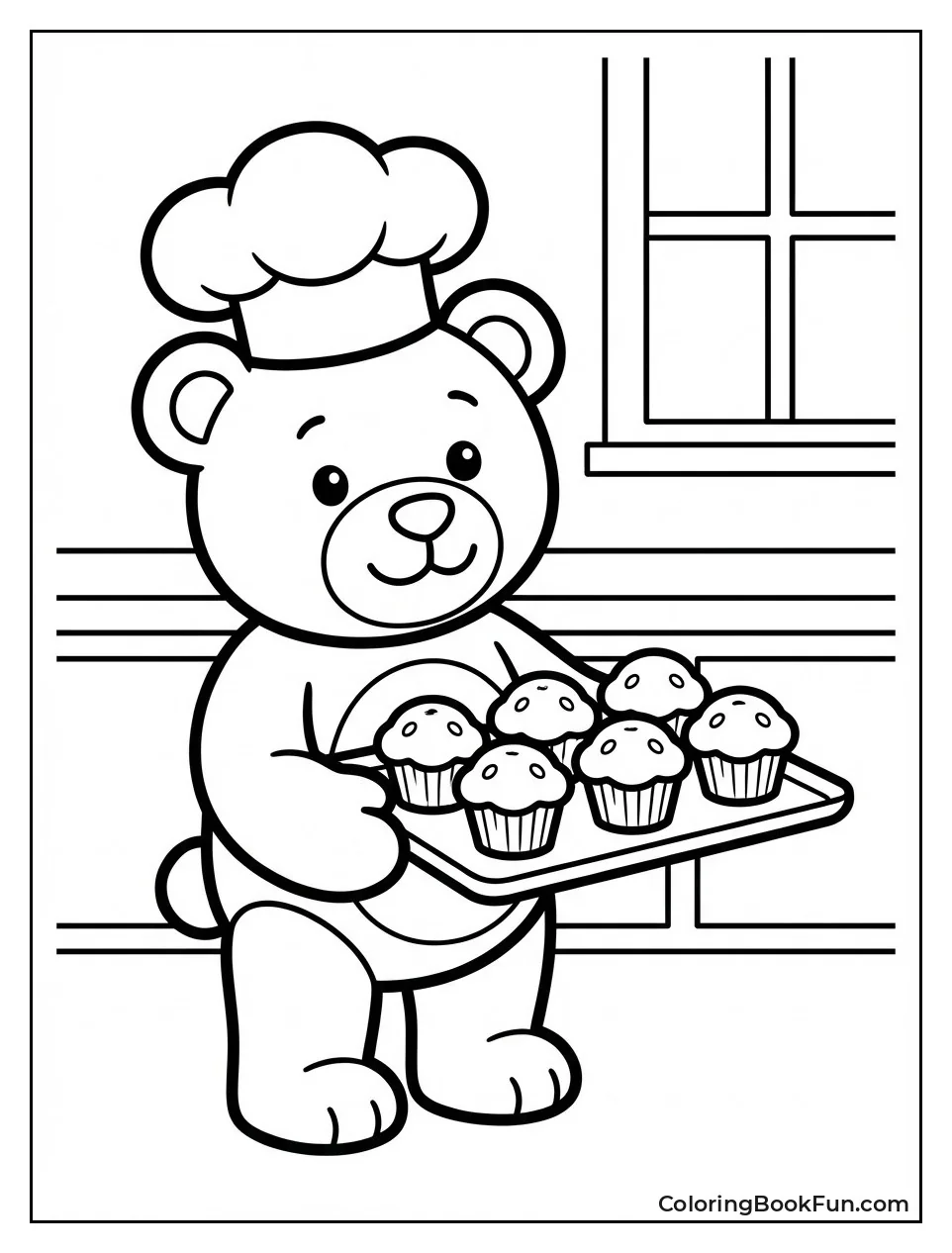 Chef Bear Holding Muffins