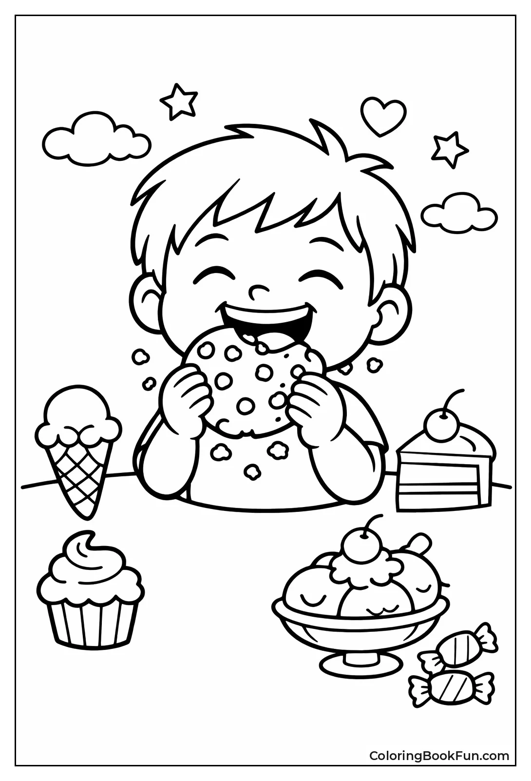 Kid Eating Chocolate Cookie