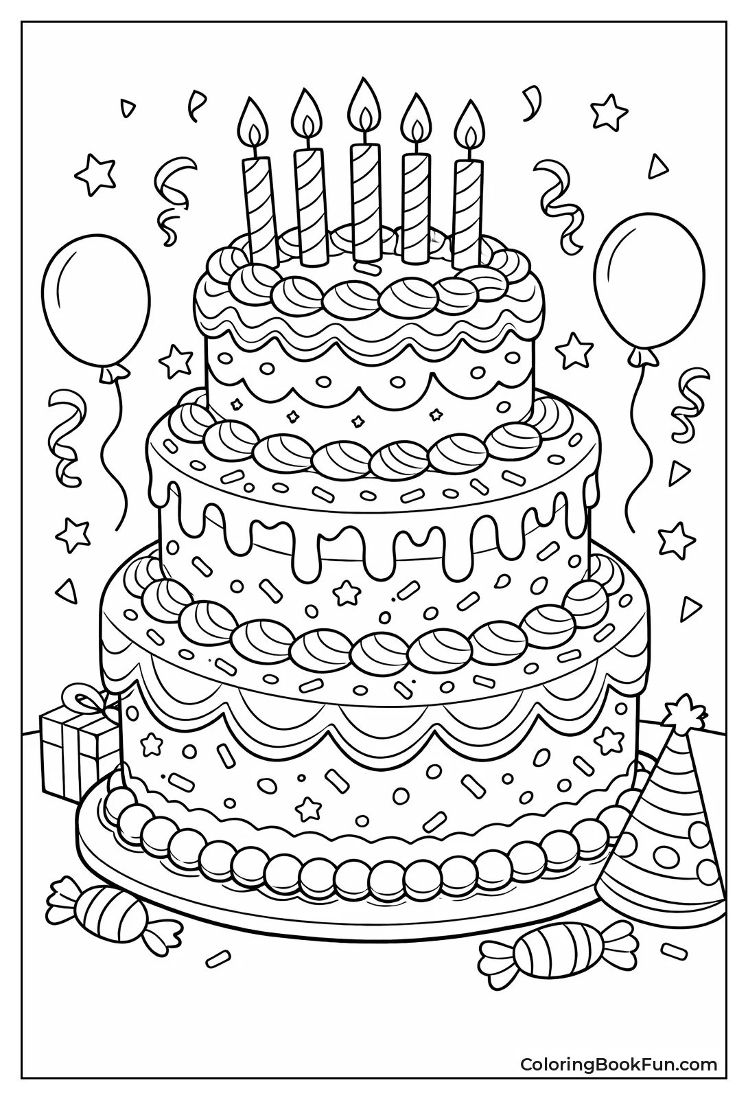 Detailed Layered Birthday Cake