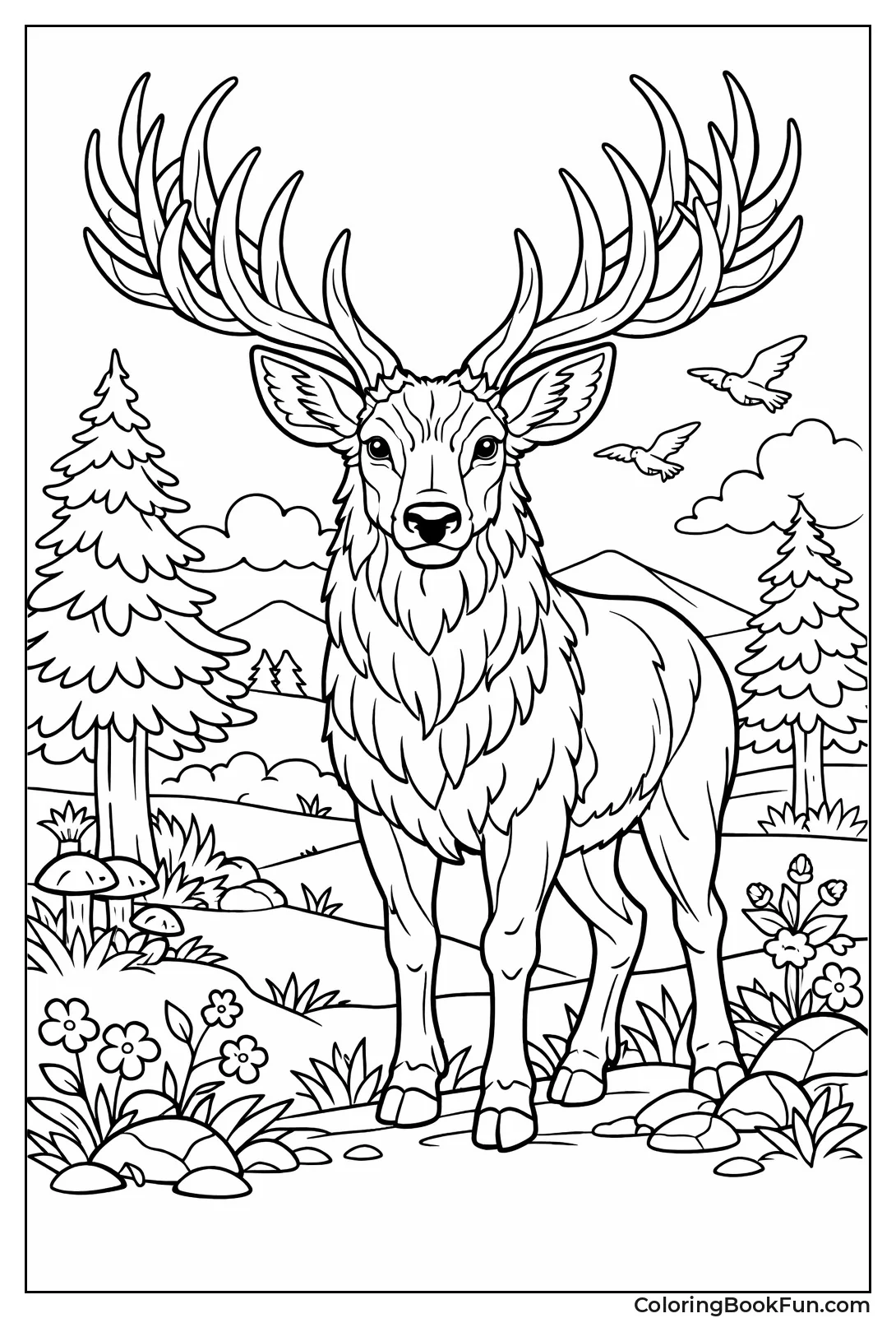 Detailed Deer Face Portrait