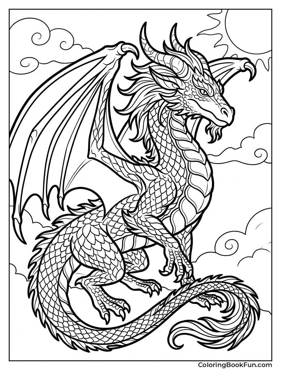 Detailed Dragon with Horns