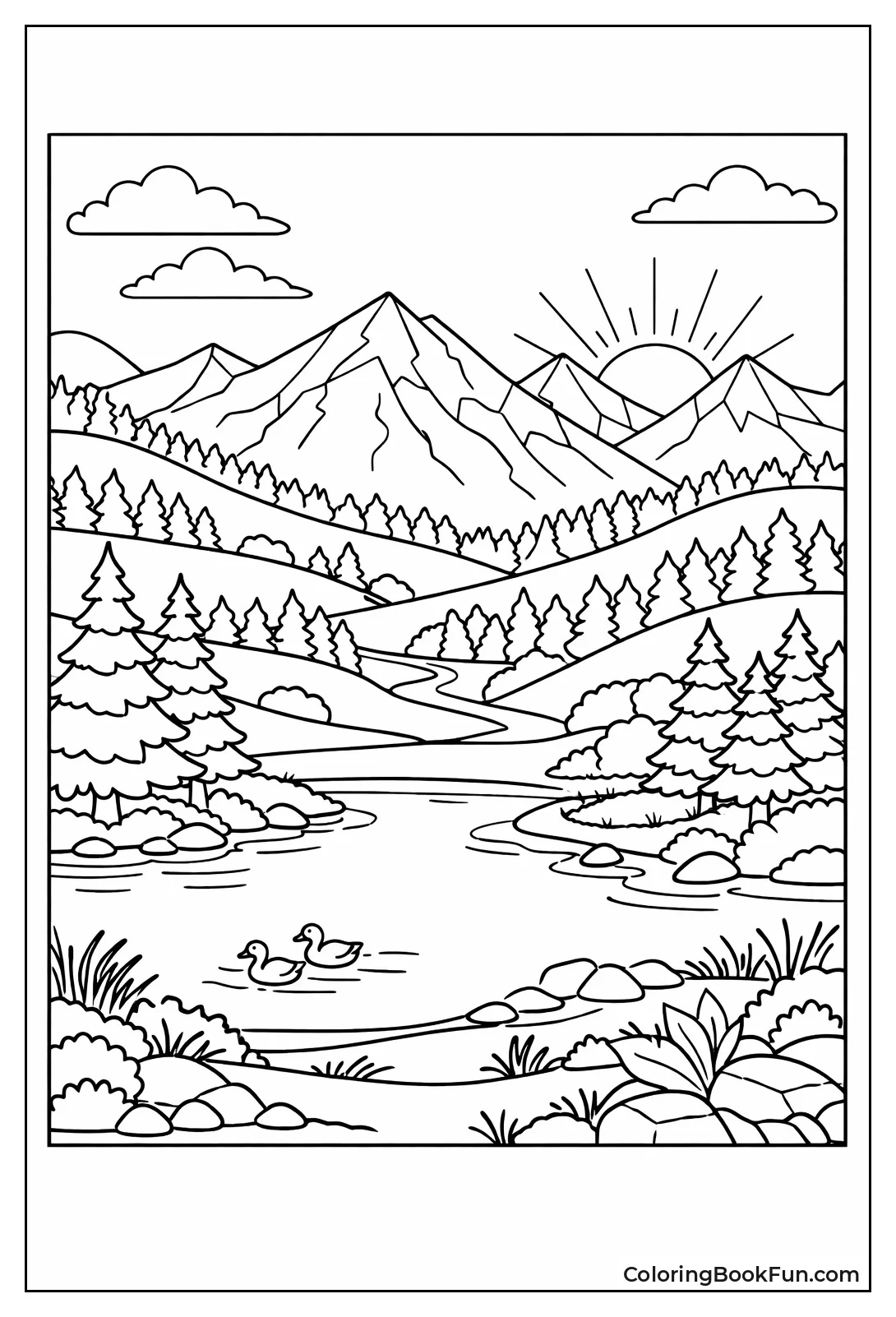 Lake amid Dense Forests