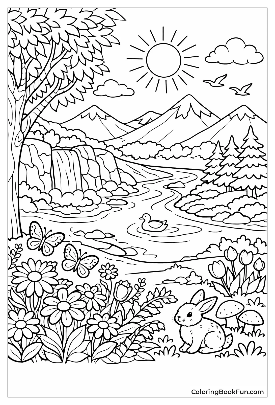 Tall Trees Frame Blooming Meadow